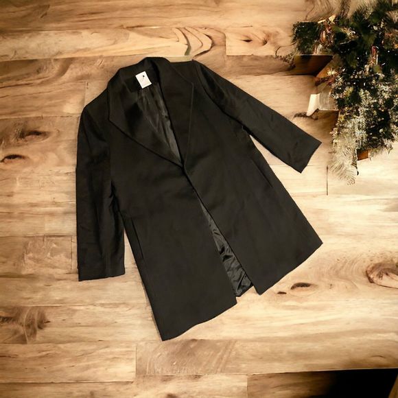 Fleurette Wool Cashmere Open Front Coat In Black Women’s Size 14